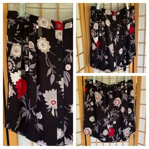 Loft Button Front Floral Shirt Tail Hem Mini Skirt SZ M